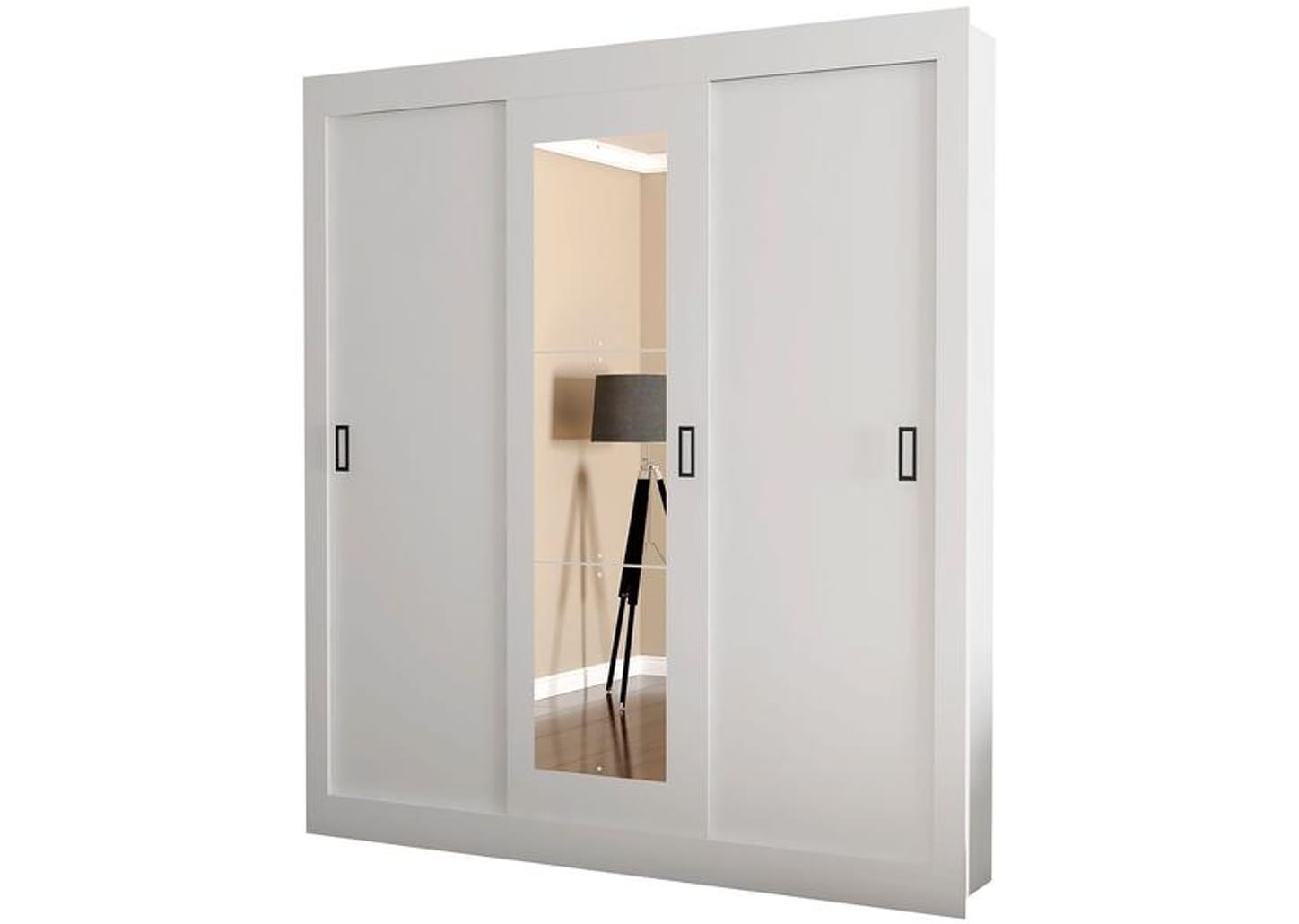 Guarda-roupa Casal com Espelho 3 Portas de Correr Araplac Melissa Glass