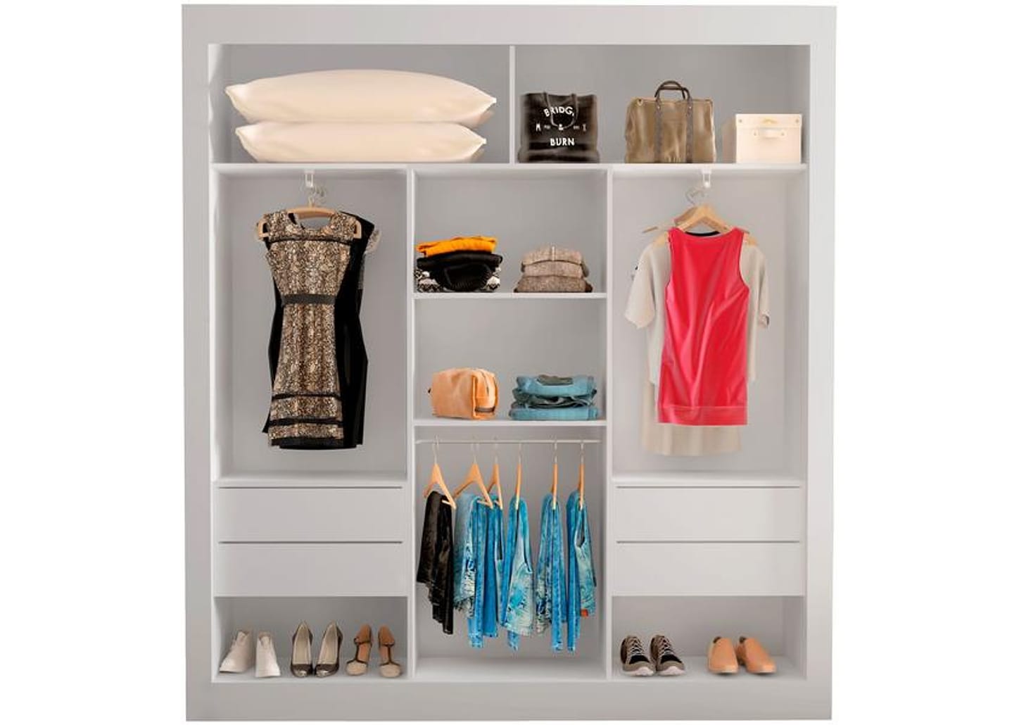 Guarda-roupa Casal com Espelho 3 Portas de Correr Araplac Melissa Glass