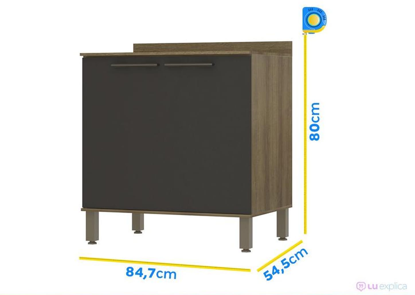 Balcão de Cozinha com Tampo para Cooktop Luciane 2 Portas Suíça