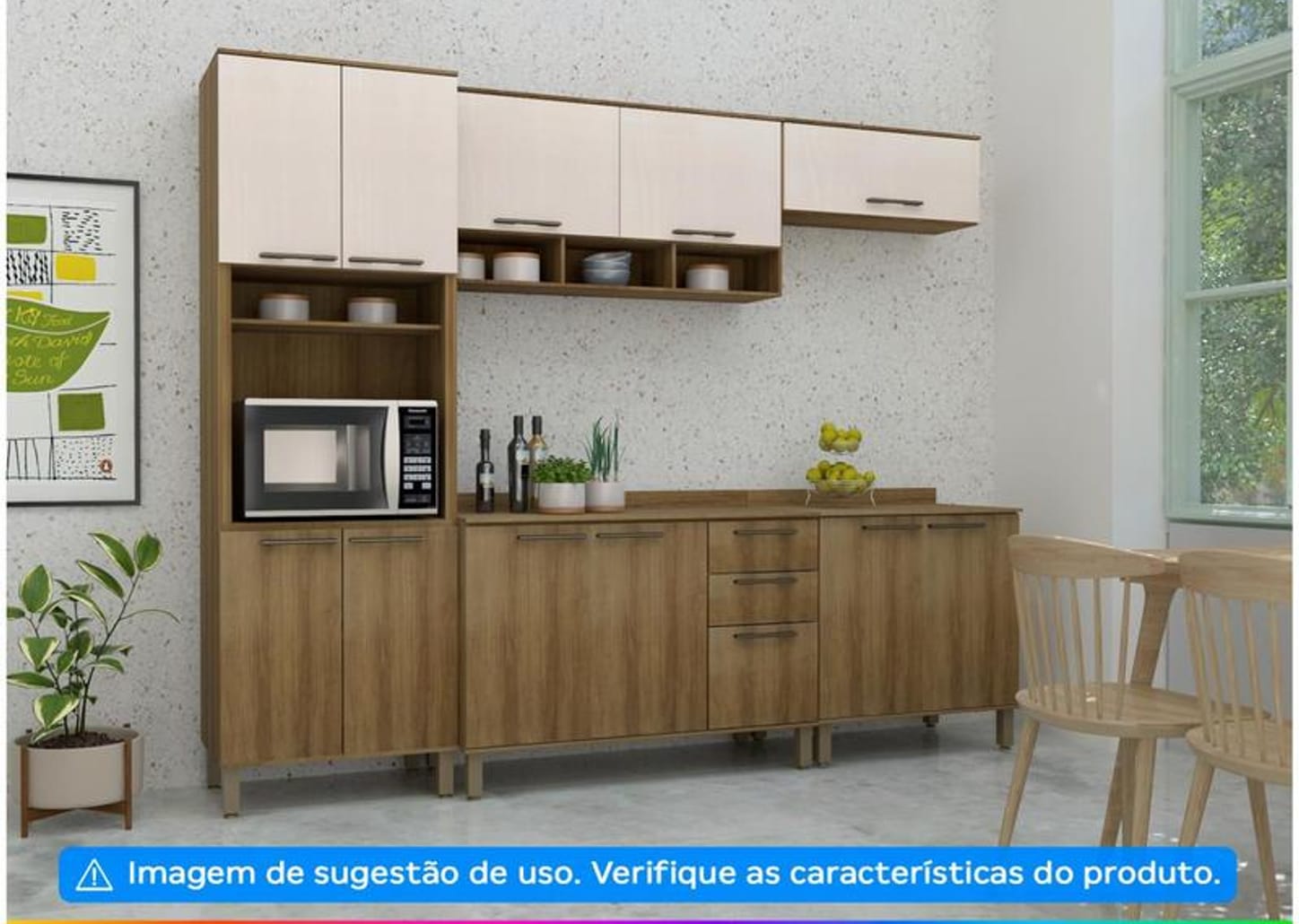 Balcão de Cozinha com Tampo para Cooktop Luciane 2 Portas Suíça