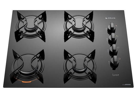 Cooktop 4 Bocas a Gás GLP Atlas Preto U Top