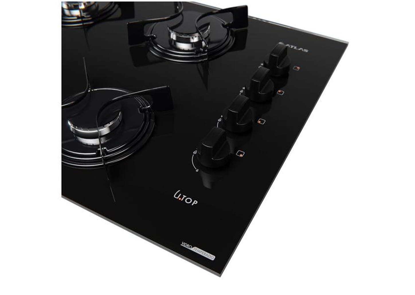Cooktop 4 Bocas a Gás GLP Atlas Preto U Top
