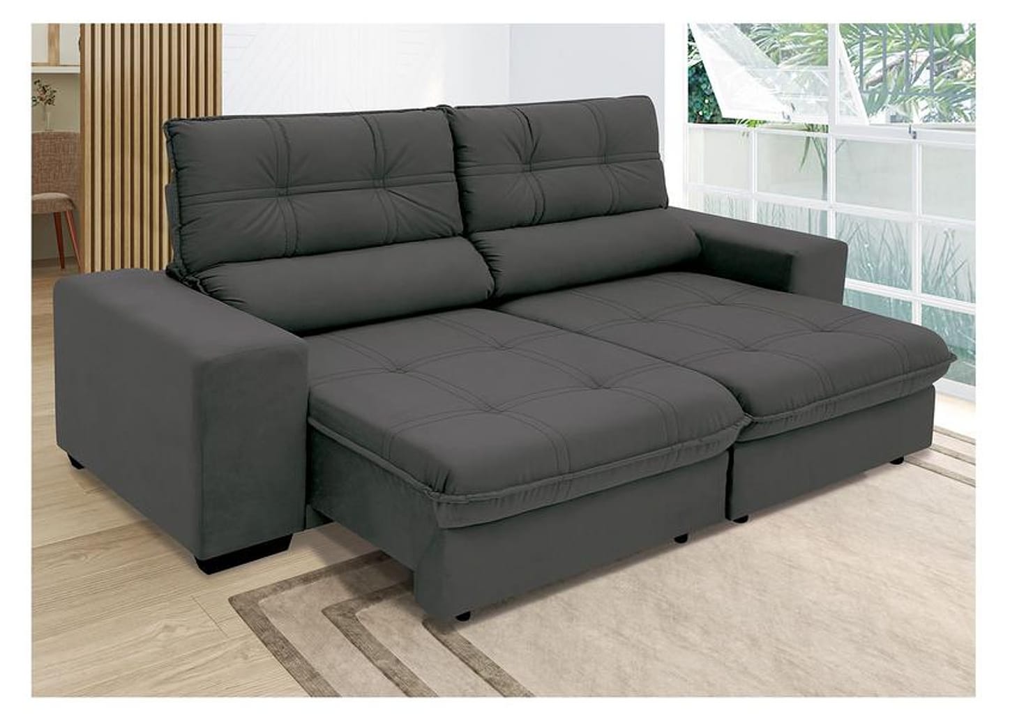 Sofá Retrátil Reclinável 4 Lugares Suede Brunello Linoforte