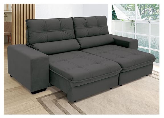 Sofá Retrátil Reclinável 4 Lugares Suede Brunello Linoforte