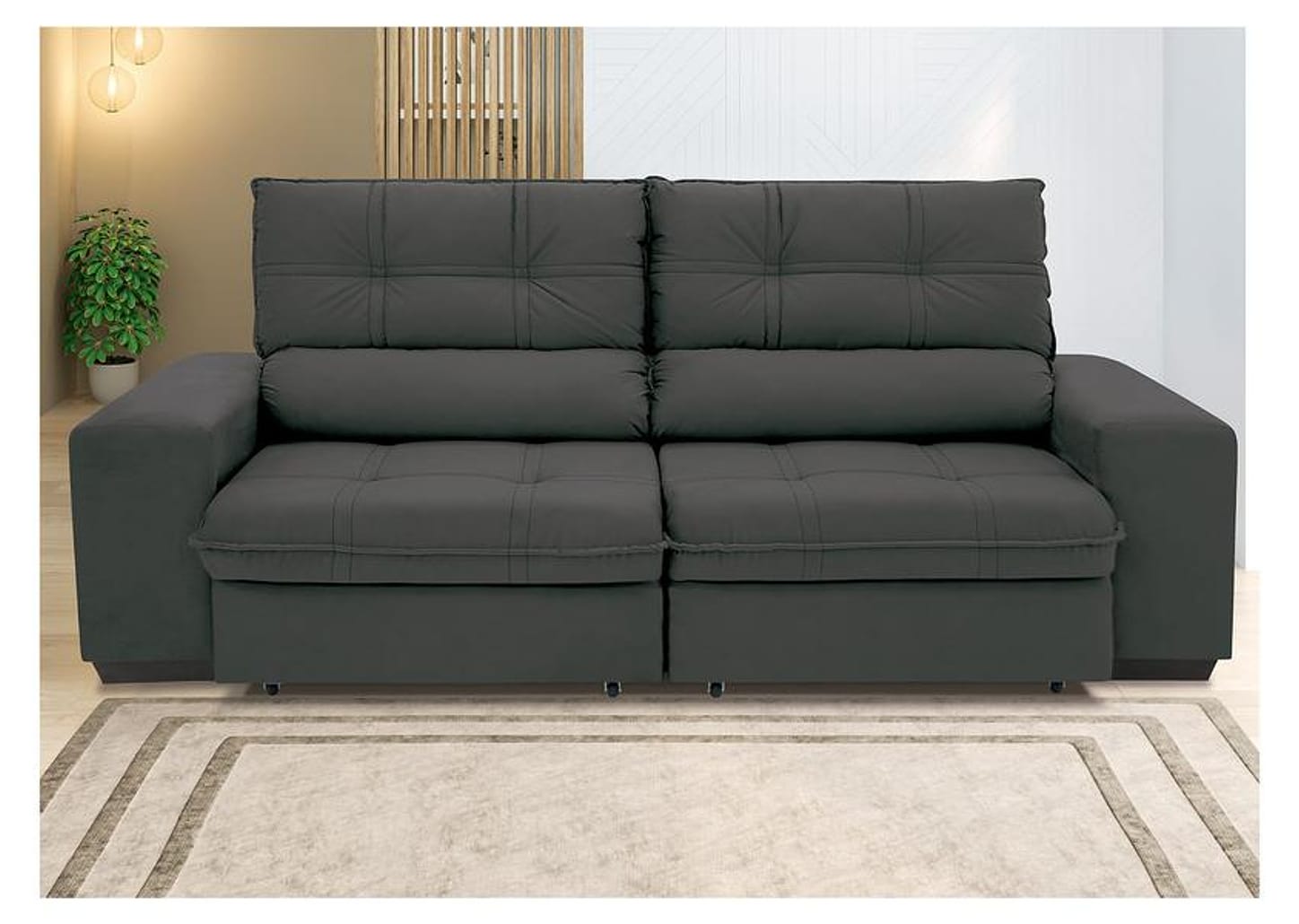 Sofá Retrátil Reclinável 4 Lugares Suede Brunello Linoforte