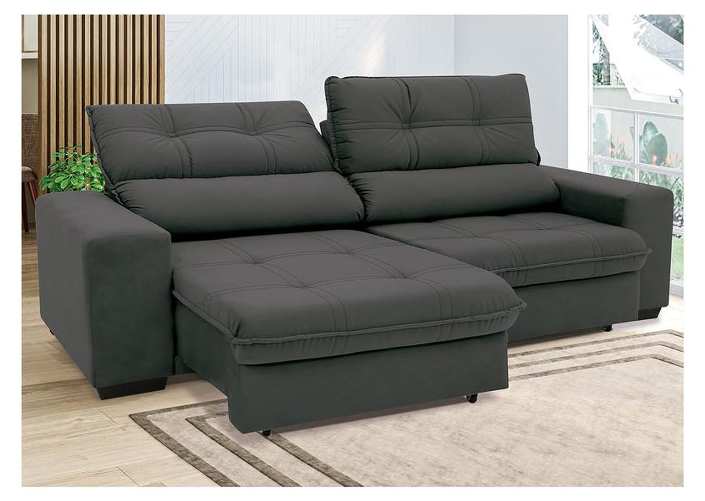 Sofá Retrátil Reclinável 4 Lugares Suede Brunello Linoforte