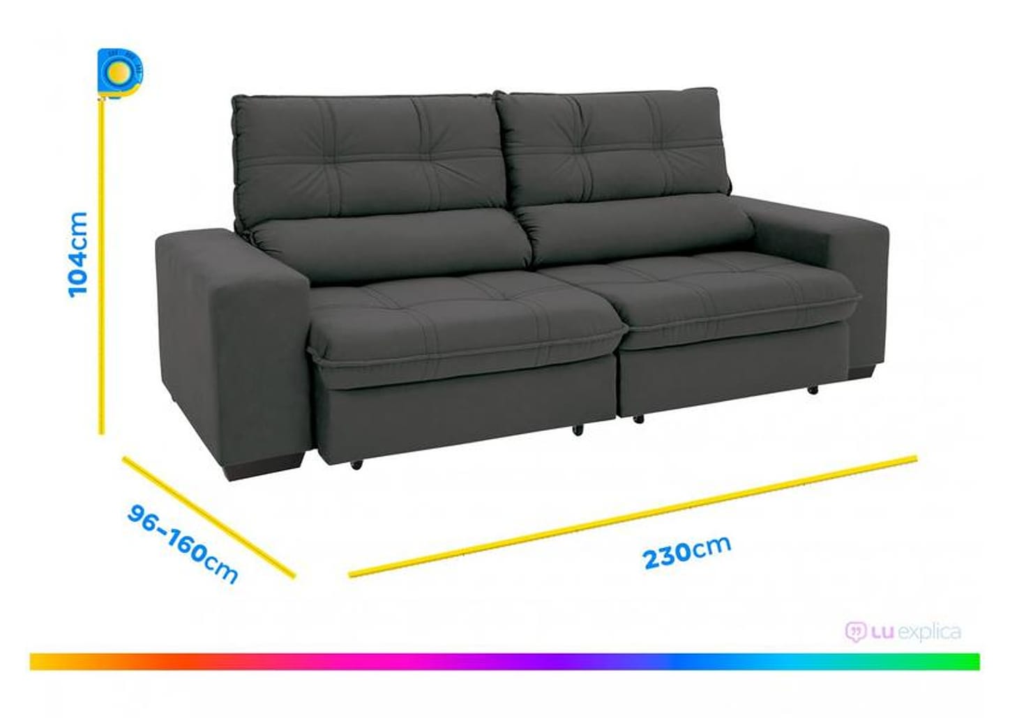 Sofá Retrátil Reclinável 4 Lugares Suede Brunello Linoforte