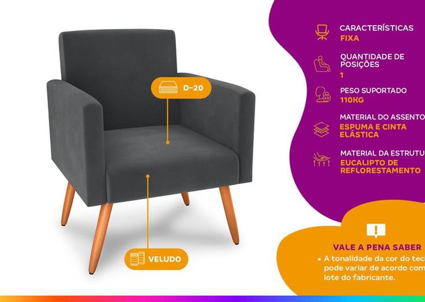 Poltrona Decorativa Moderna Matrix Dallas