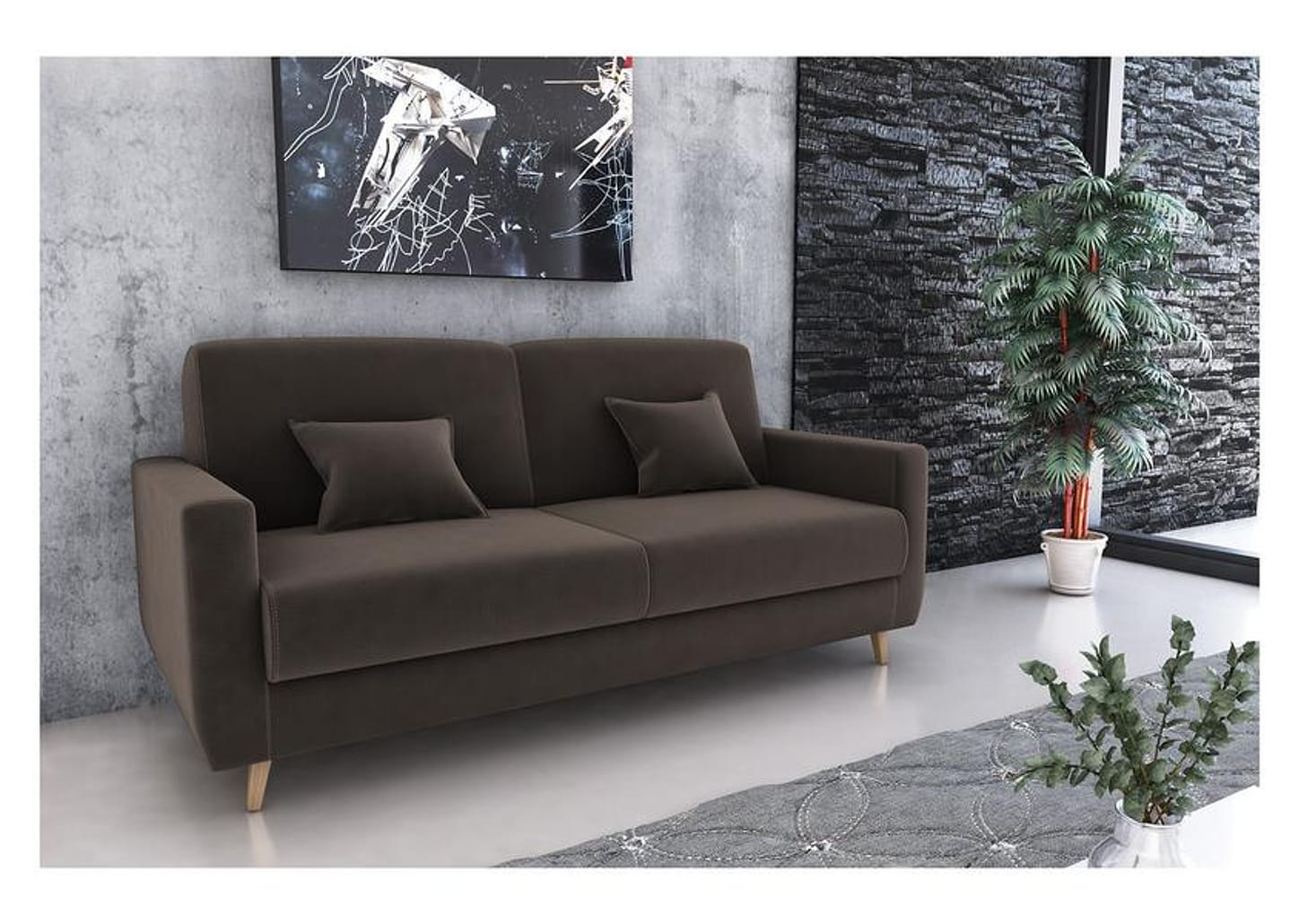 Sofá-cama Casal 3 Lugares Reclinável Veludo Matrix Emília