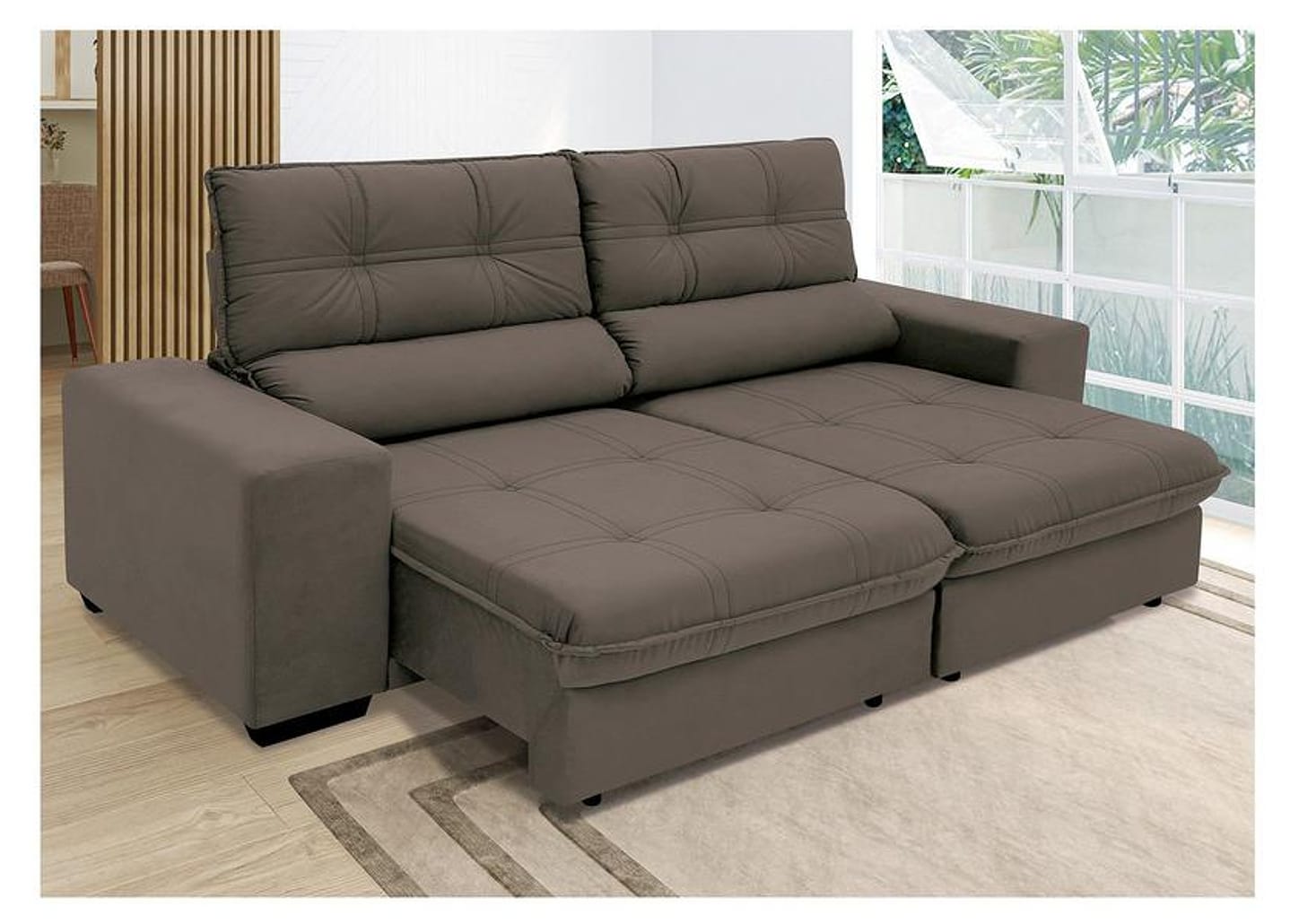 Sofá Retrátil Reclinável 3 Lugares Suede Brunello Linoforte