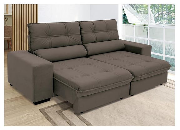 Sofá Retrátil Reclinável 3 Lugares Suede Brunello Linoforte