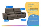 Sofá Retrátil Reclinável 3 Lugares Suede Brunello Linoforte