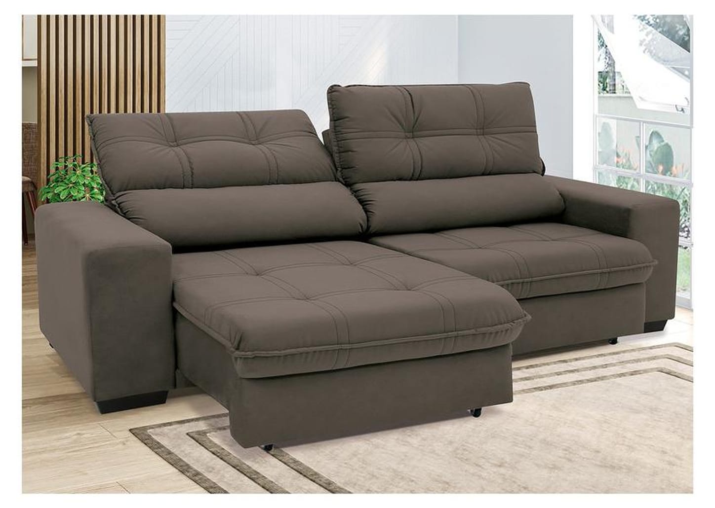 Sofá Retrátil Reclinável 3 Lugares Suede Brunello Linoforte