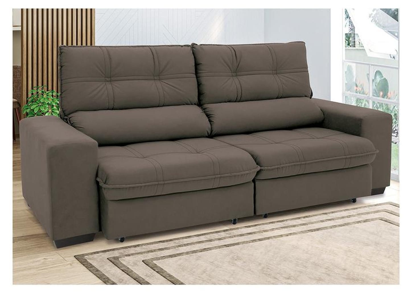 Sofá Retrátil Reclinável 3 Lugares Suede Brunello Linoforte