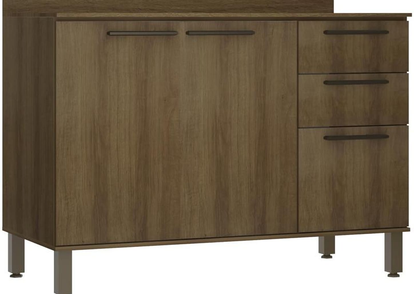 Balcão de Cozinha com Tampo para Pia Luciane 3 Portas 2 Gavetas Suíça