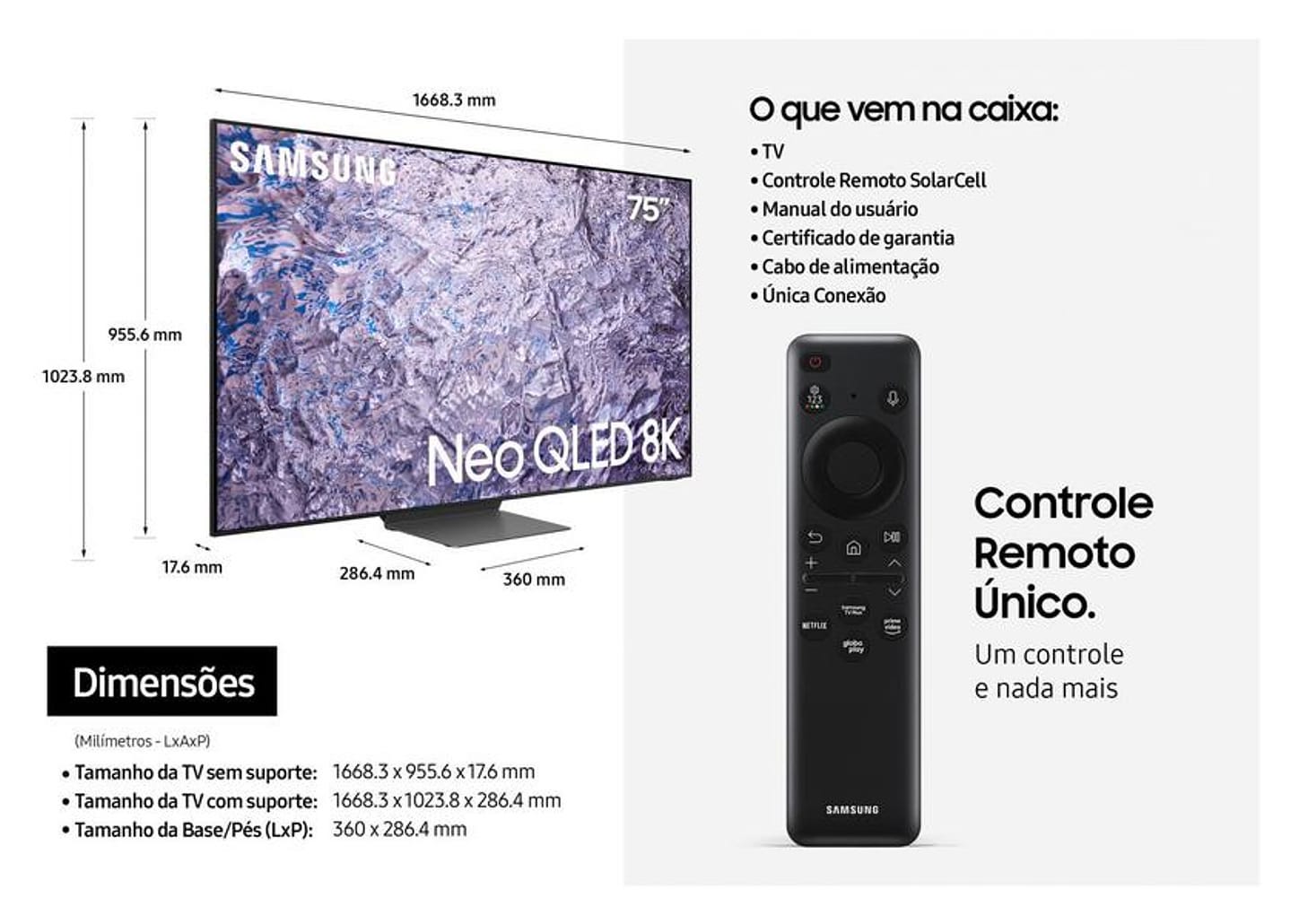 Smart TV 75” 8K Neo QLED Samsung QN75QN800 120Hz Wi-Fi Bluetooth HDMI USB