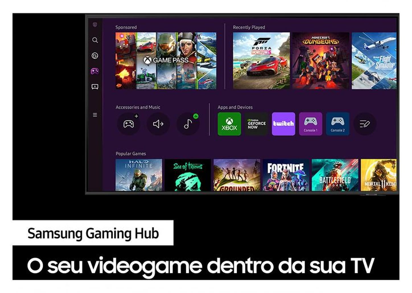 Smart TV 65” UHD 4K LED Crystal Samsung 65CU8000 - Wi-Fi Bluetooth Alexa 3 HDMI