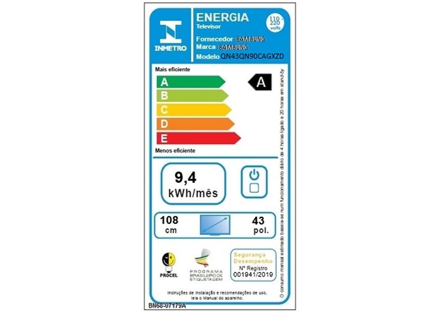 Smart TV 43” 4K NEO QLED Samsung QN43QN90CA - Gaming TV 144Hz Wi-Fi Bluetooth