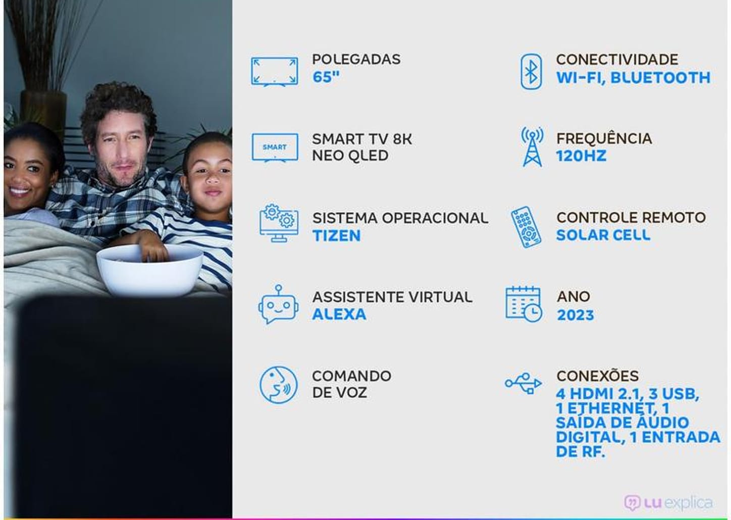 Smart TV 65” 8K Neo QLED Samsung QN65QN800 120Hz Wi-Fi Bluetooth HDMI USB