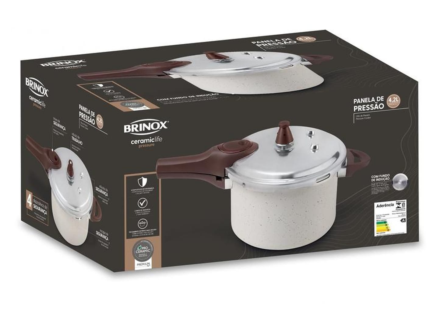 Panela de Pressão Brinox 4,2L Bege Vanilla - Ceramic Life Pressure