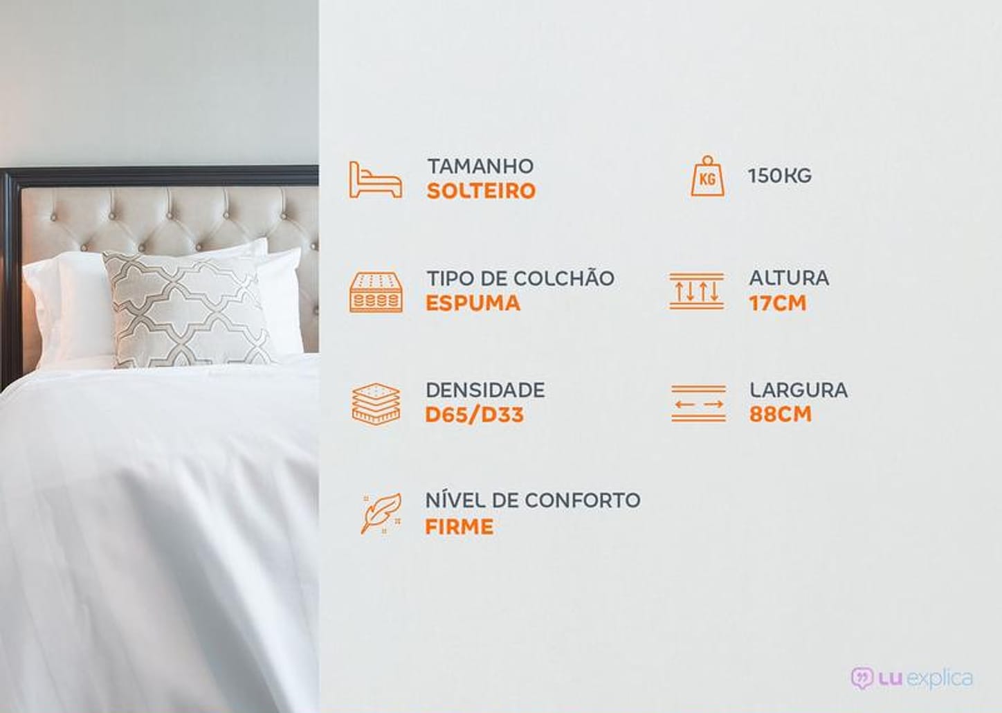 Colchão Solteiro Prorelax de Espuma D65/D33 17x88x188cm Opala Max Firm