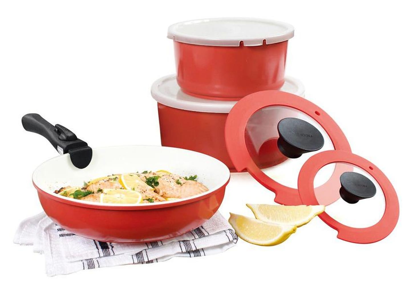 Jogo de Panelas Neoflam Revestimento Cerâmico de Alumínio Salmão 3 Peças Midas Plus