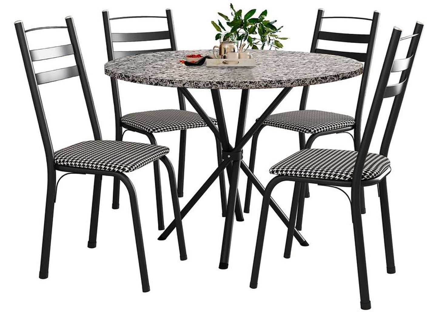 Mesa de Jantar 4 Cadeiras Redonda Artefamol América Capri