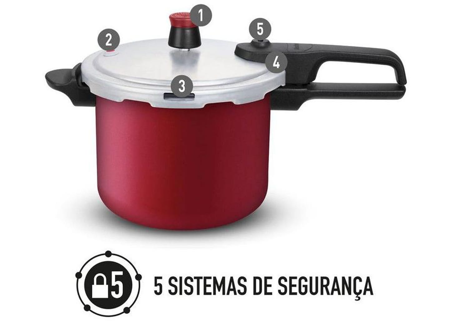 Panela de Pressão Rochedo 4,5L Vermelho - Segura