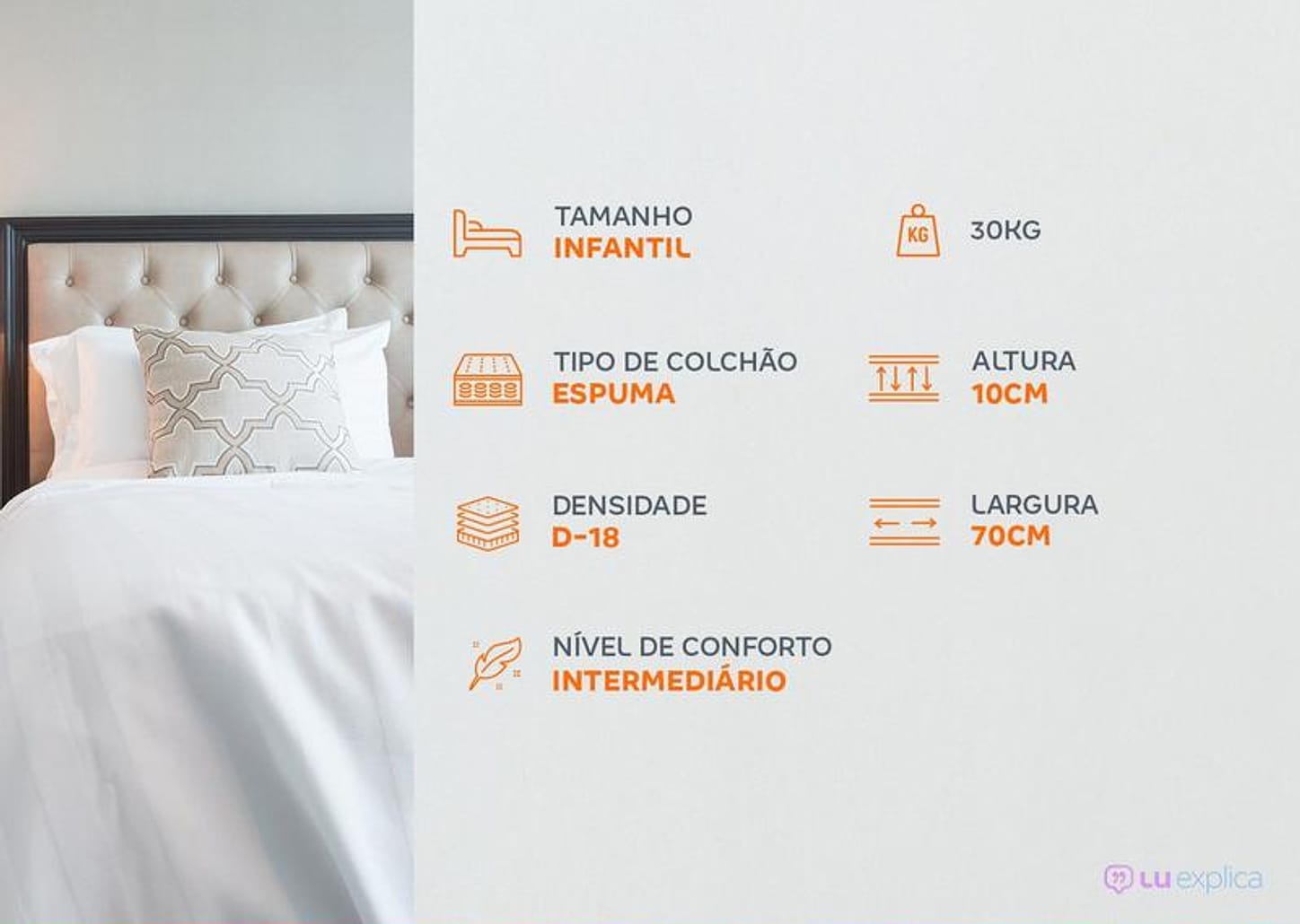 Colchão de Espuma D-18 para Berço Prorelax 70x130cm Baby