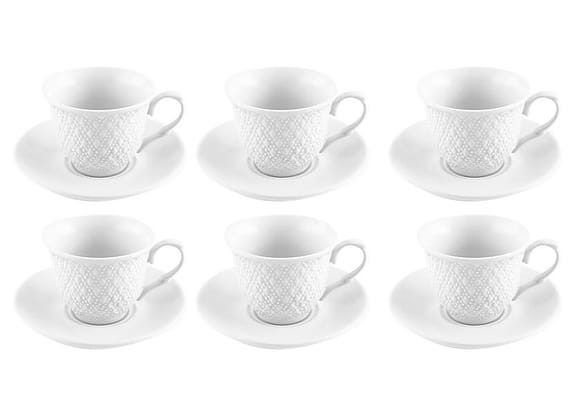 Jogo de Xícaras de Café de Porcelana 65ml Wembley - Hauskraft 6 Peças