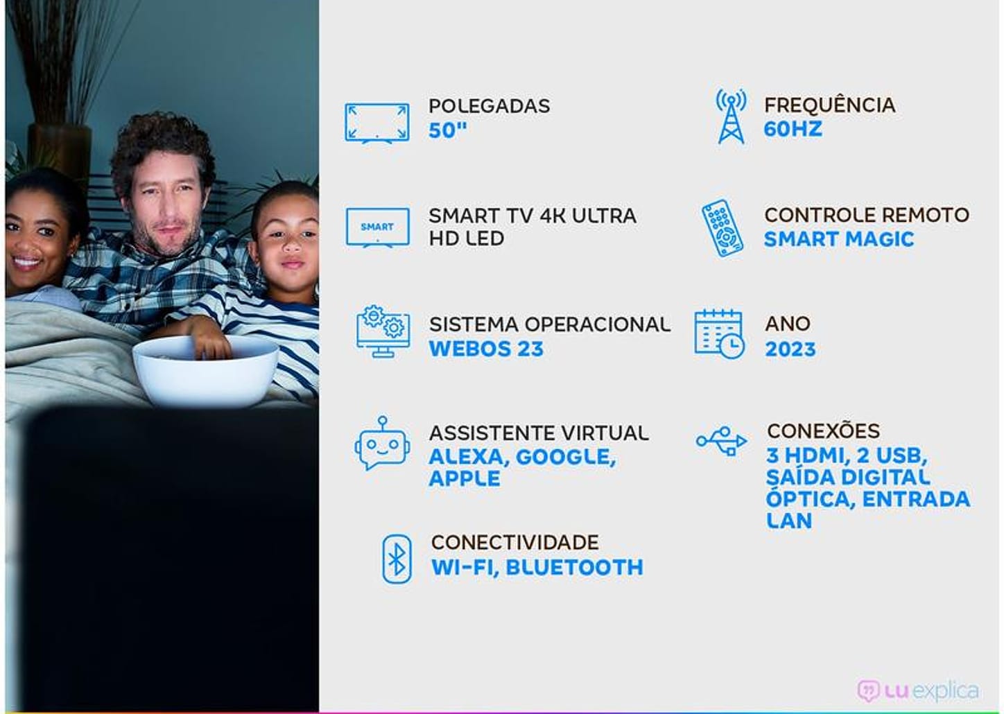 Smart TV 50” 4K Ultra HD LED LG 50UR8750PSA - Wi-Fi Bluetooth Alexa 3 HDMI