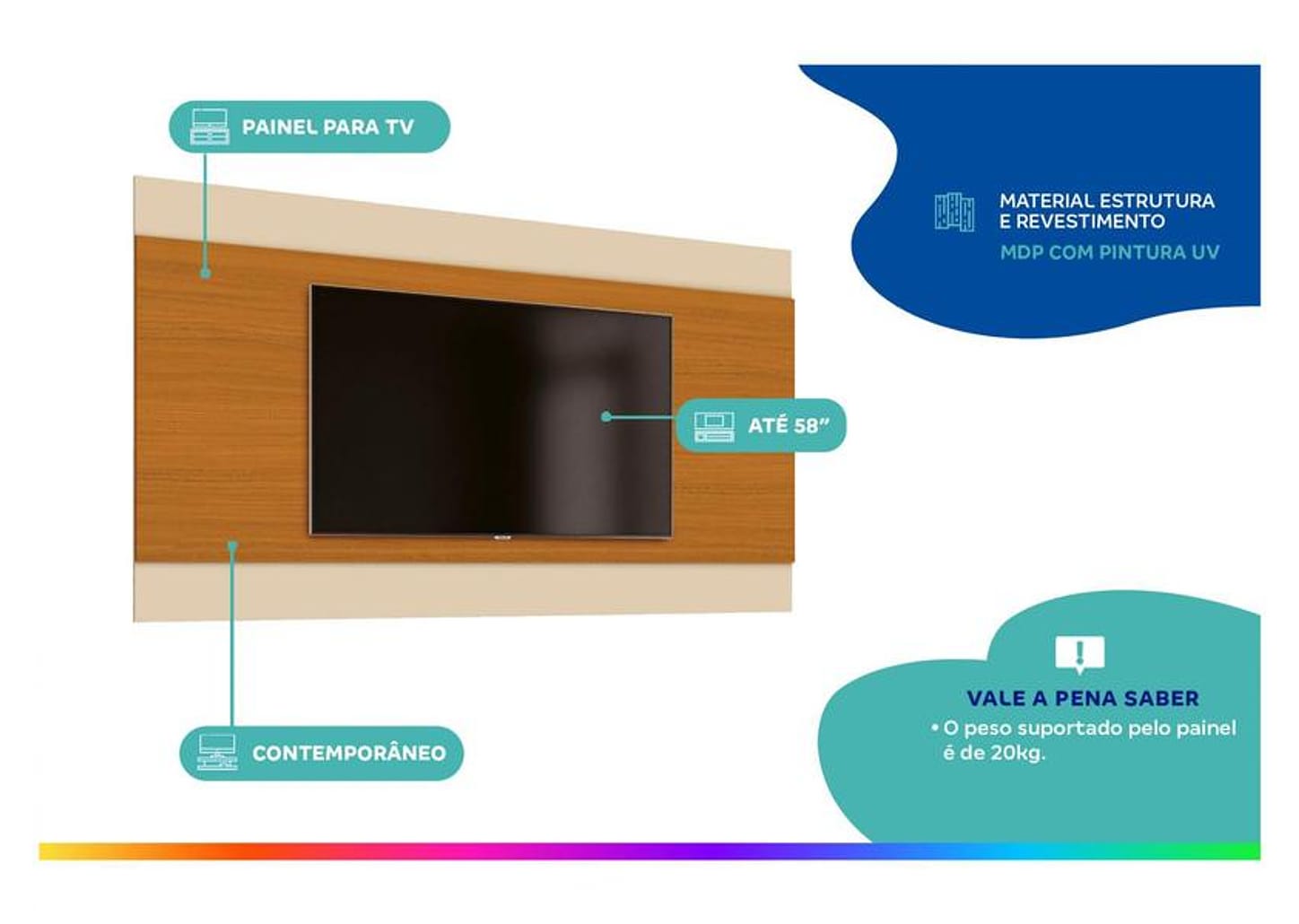 Painel para TV até 58” EDN Móveis Merlot