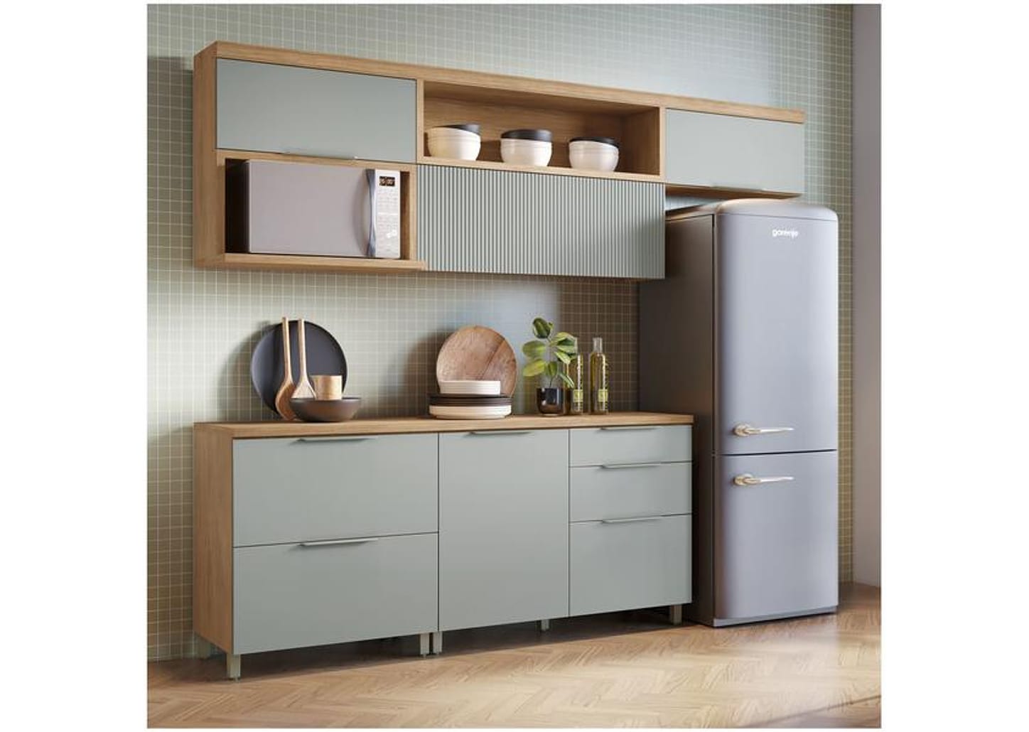 Cozinha Completa Nesher Duquesa 100% MDF com Balcão 5 Portas 4 Gavetas