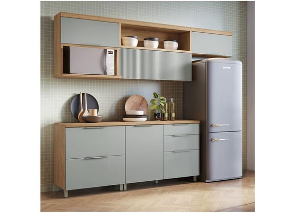 Cozinha Completa Nesher Duquesa 100% MDF com Balcão 5 Portas 4 Gavetas