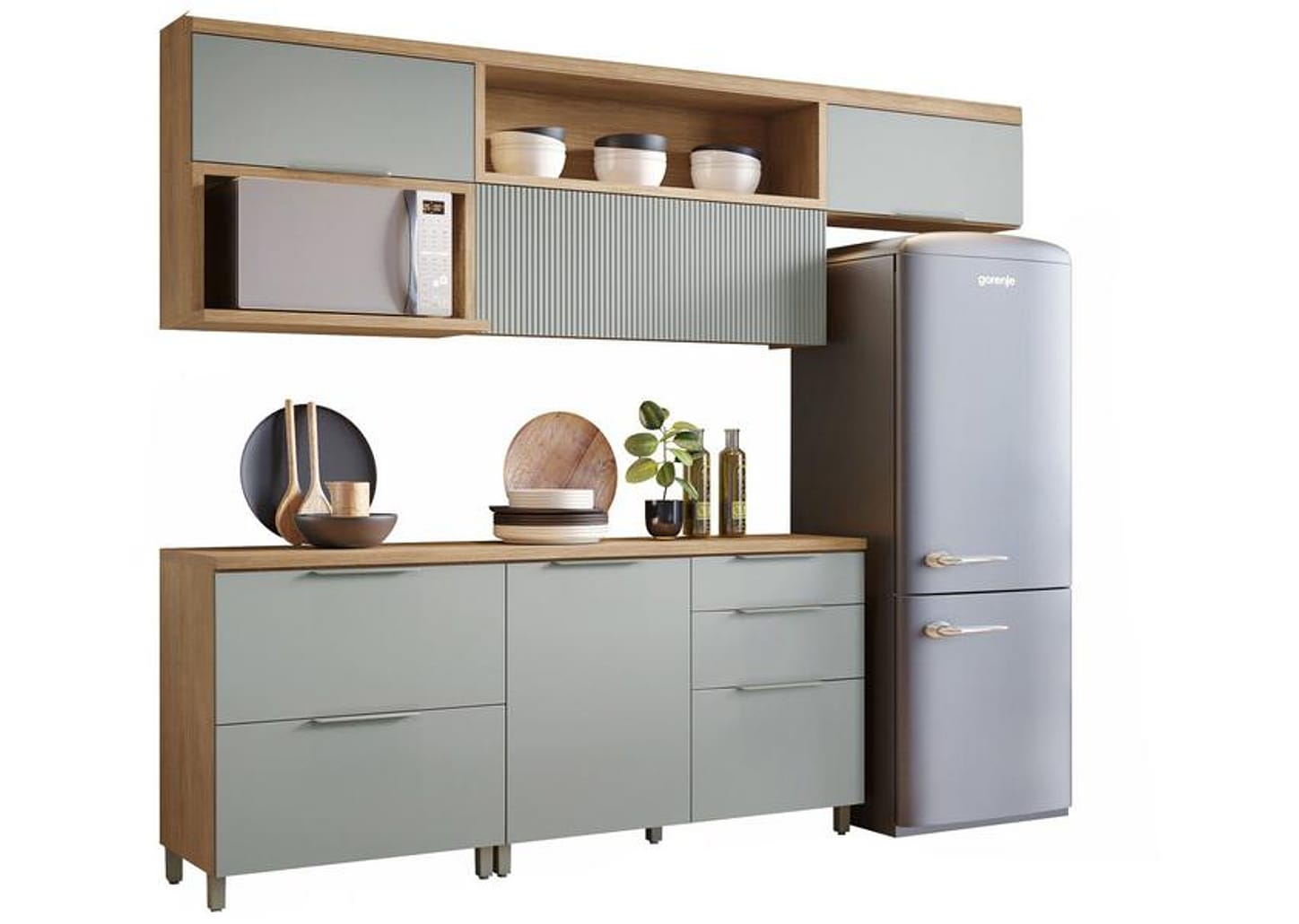 Cozinha Completa Nesher Duquesa 100% MDF com Balcão 5 Portas 4 Gavetas