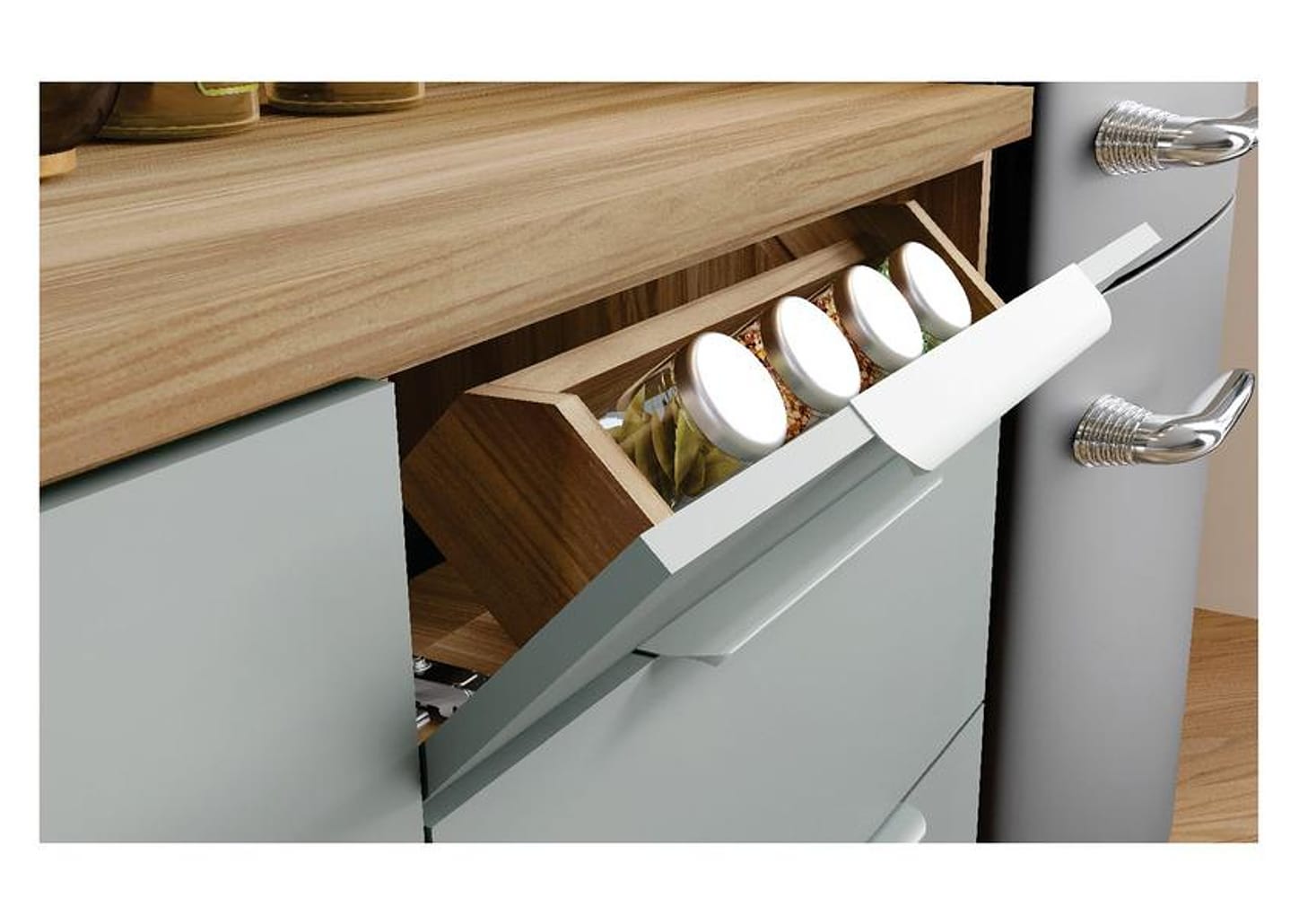 Cozinha Completa Nesher Duquesa 100% MDF com Balcão 5 Portas 4 Gavetas