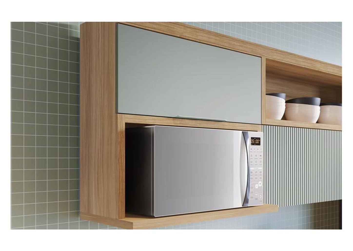 Cozinha Completa Nesher Duquesa 100% MDF com Balcão 5 Portas 4 Gavetas