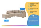 Sofá de Canto 6 Lugares com Puff Veludo Benfica Besthouse