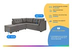 Sofá de Canto 6 Lugares com Puff Veludo Benfica Besthouse