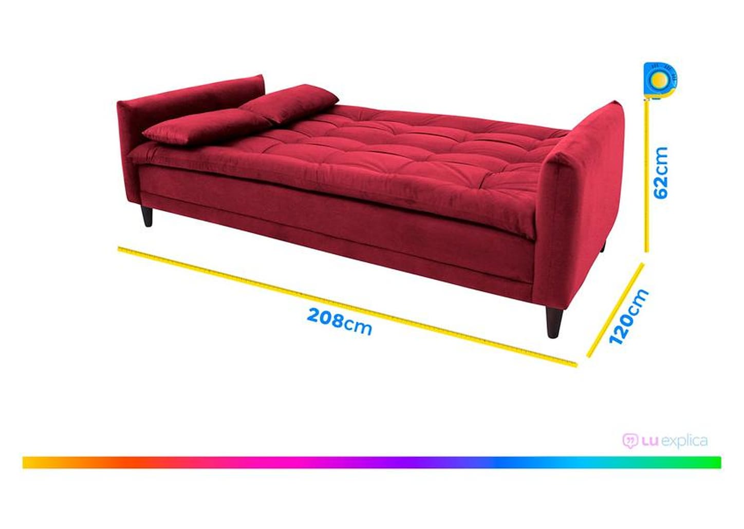 Sofá-cama Casal 3 Lugares Reclinável Suede - Linoforte Estela