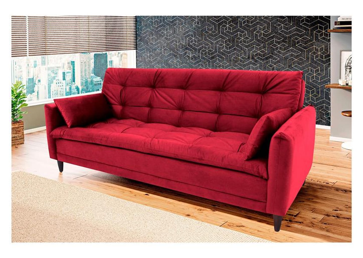 Sofá-cama Casal 3 Lugares Reclinável Suede - Linoforte Estela