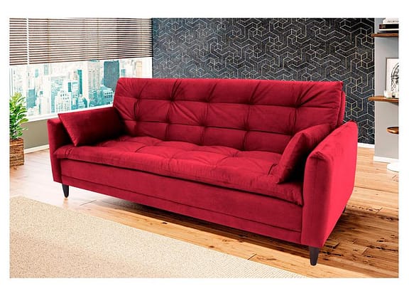 Sofá-cama Casal 3 Lugares Reclinável Suede - Linoforte Estela