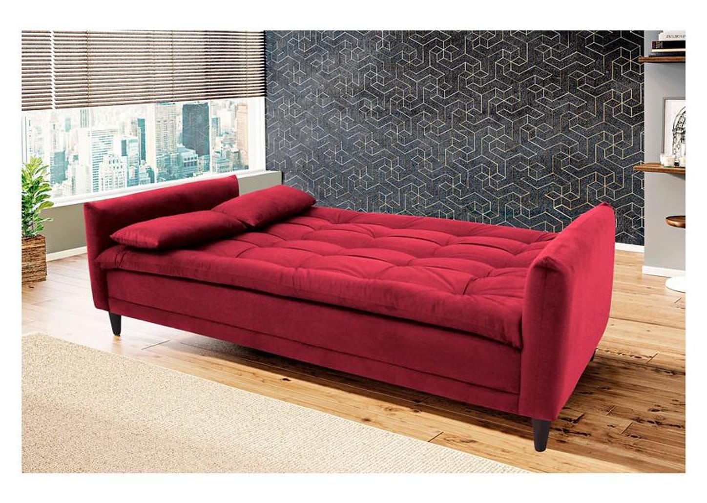 Sofá-cama Casal 3 Lugares Reclinável Suede - Linoforte Estela