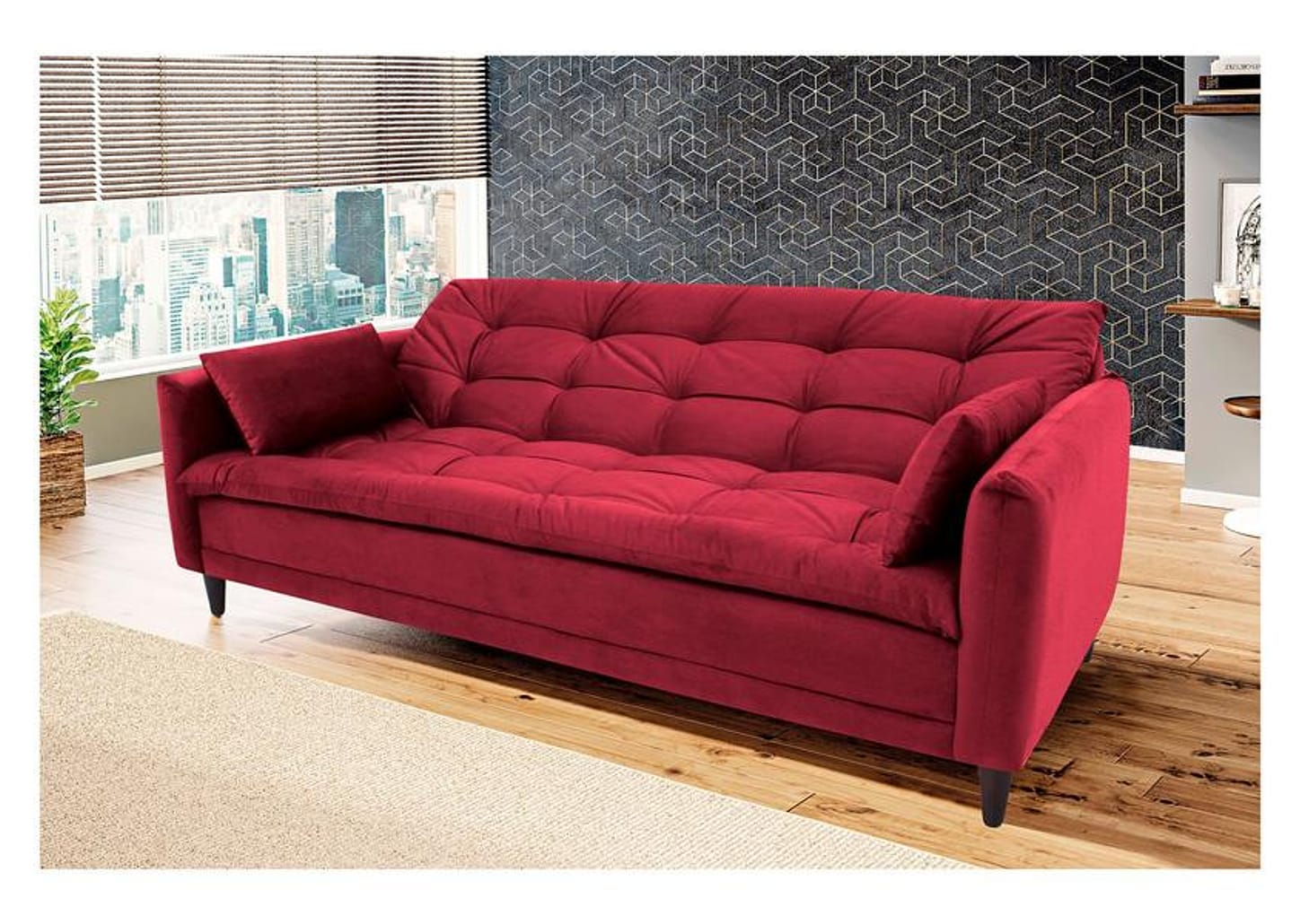 Sofá-cama Casal 3 Lugares Reclinável Suede - Linoforte Estela