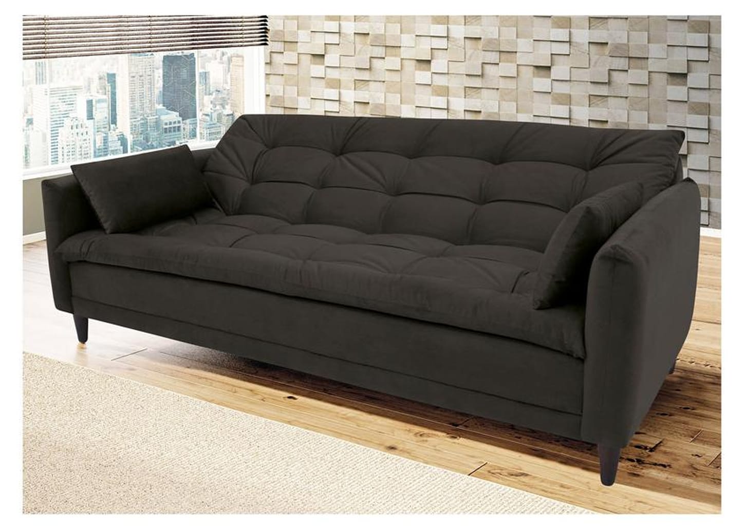 Sofá-cama Casal 3 Lugares Reclinável Suede - Linoforte Estela