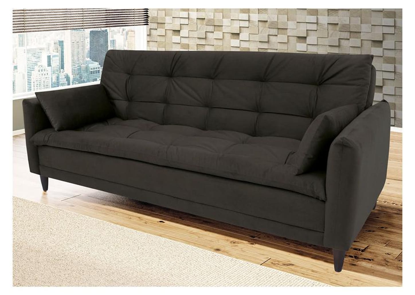 Sofá-cama Casal 3 Lugares Reclinável Suede - Linoforte Estela