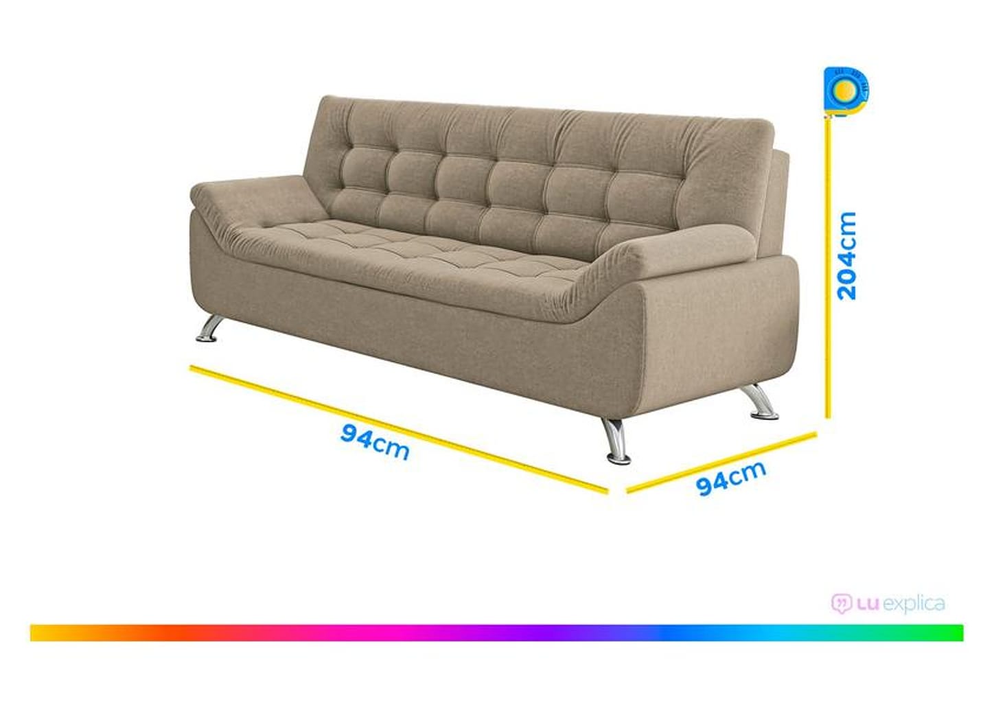 Sofá 3 Lugares Suede Linoforte Durban