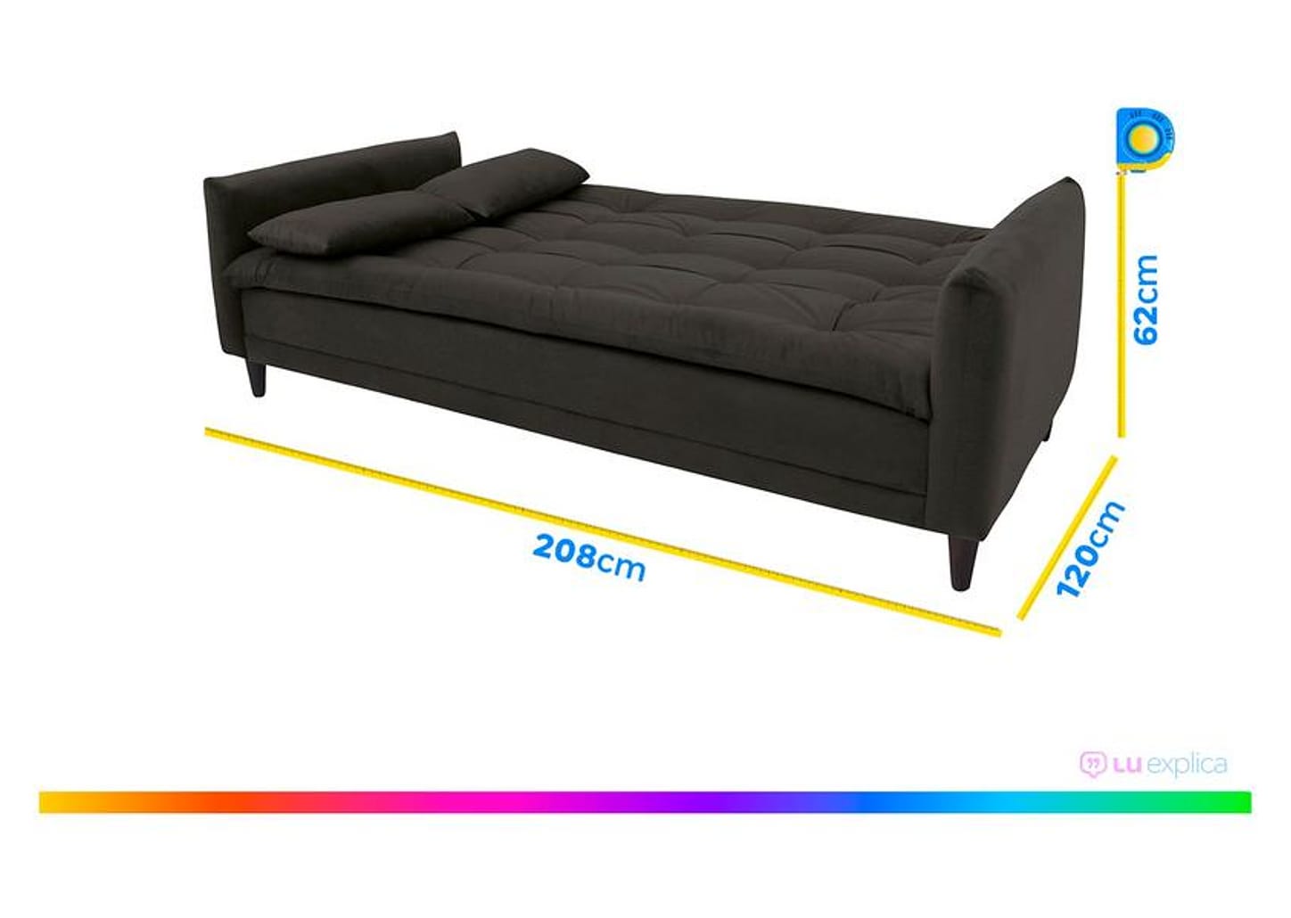 Sofá-cama Casal 3 Lugares Reclinável Suede - Linoforte Estela