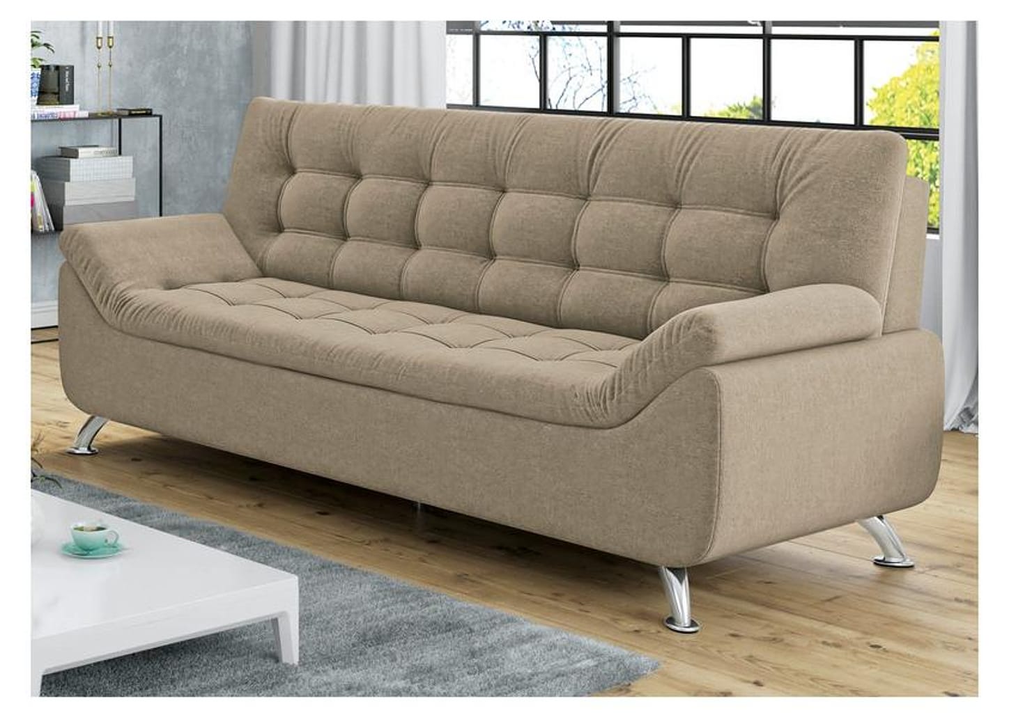 Sofá 3 Lugares Suede Linoforte Durban