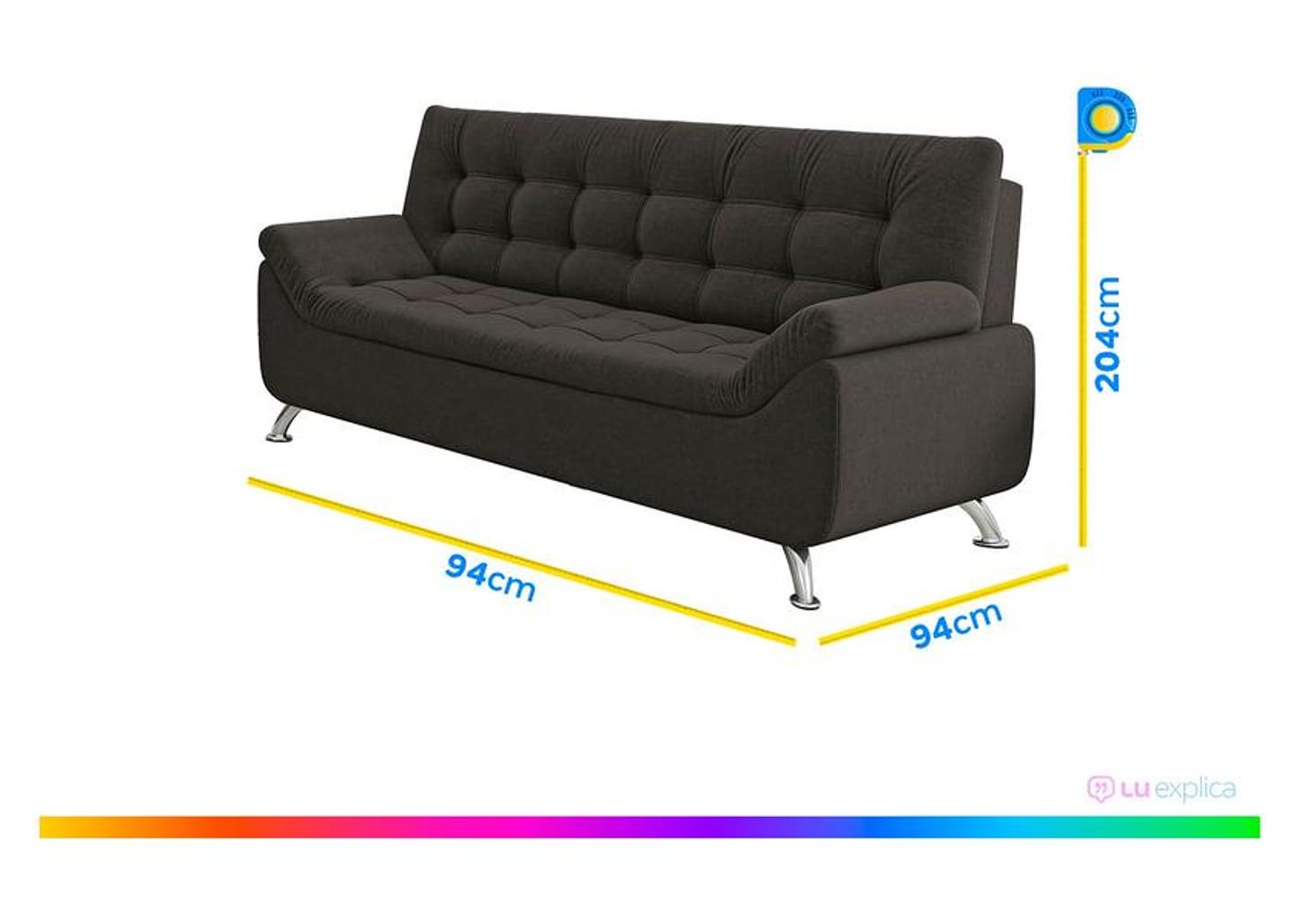 Sofá 3 Lugares Suede Linoforte Durban